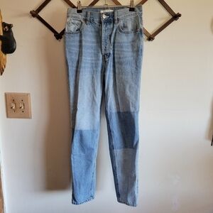 Pacsun Ultra High Rise Slim Jean Patch Hidden Button Fly Denim 25